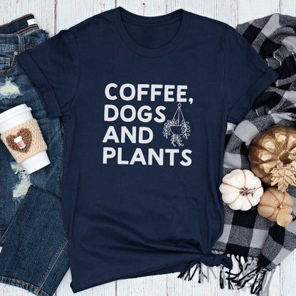 Short-Sleeve Coffee Dogs and Plants Shirt