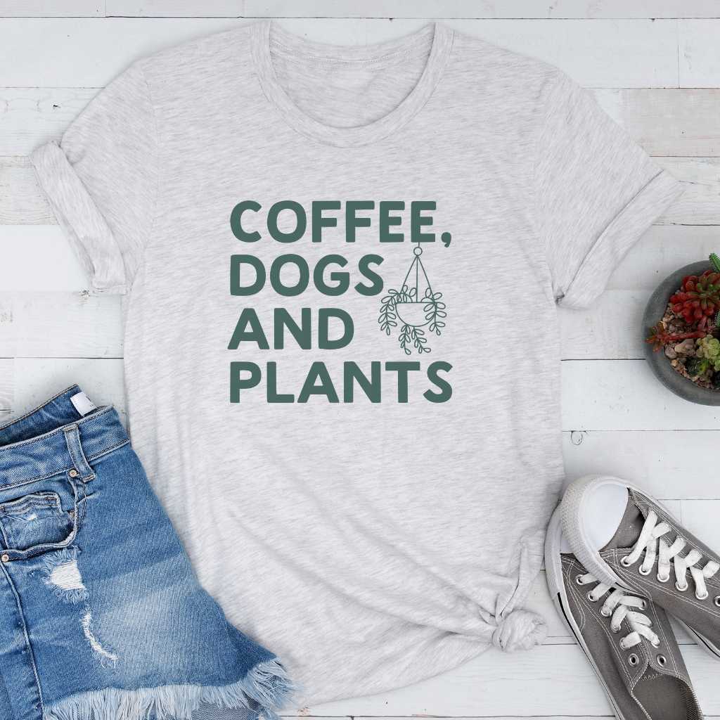 Short-Sleeve Coffee Dogs and Plants Shirt