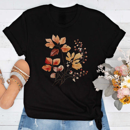 Short-Sleeve Autumn Leaves Graphic T-Shirt