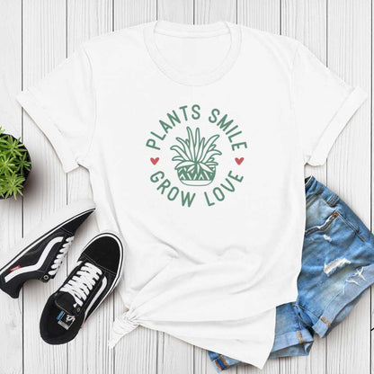 Short-Sleeve Plants Smile Grow Love Shirt