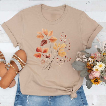 Short-Sleeve Autumn Leaves Graphic T-Shirt