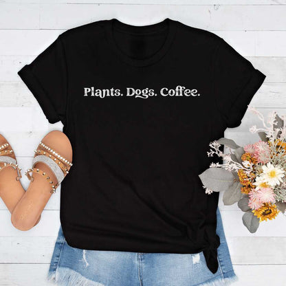 Short-Sleeve Plants Dogs Coffee Shirt