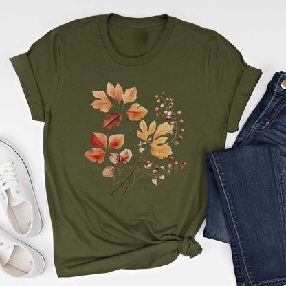 Short-Sleeve Autumn Leaves Graphic T-Shirt