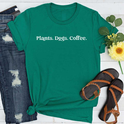 Short-Sleeve Plants Dogs Coffee Shirt