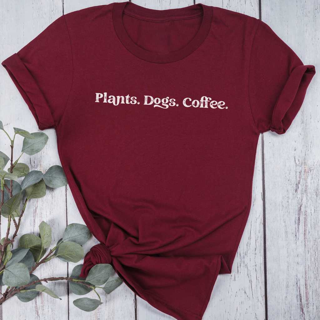 Short-Sleeve Plants Dogs Coffee Shirt