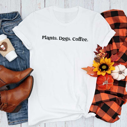 Short-Sleeve Plants Dogs Coffee Shirt