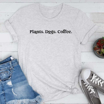 Short-Sleeve Plants Dogs Coffee Shirt