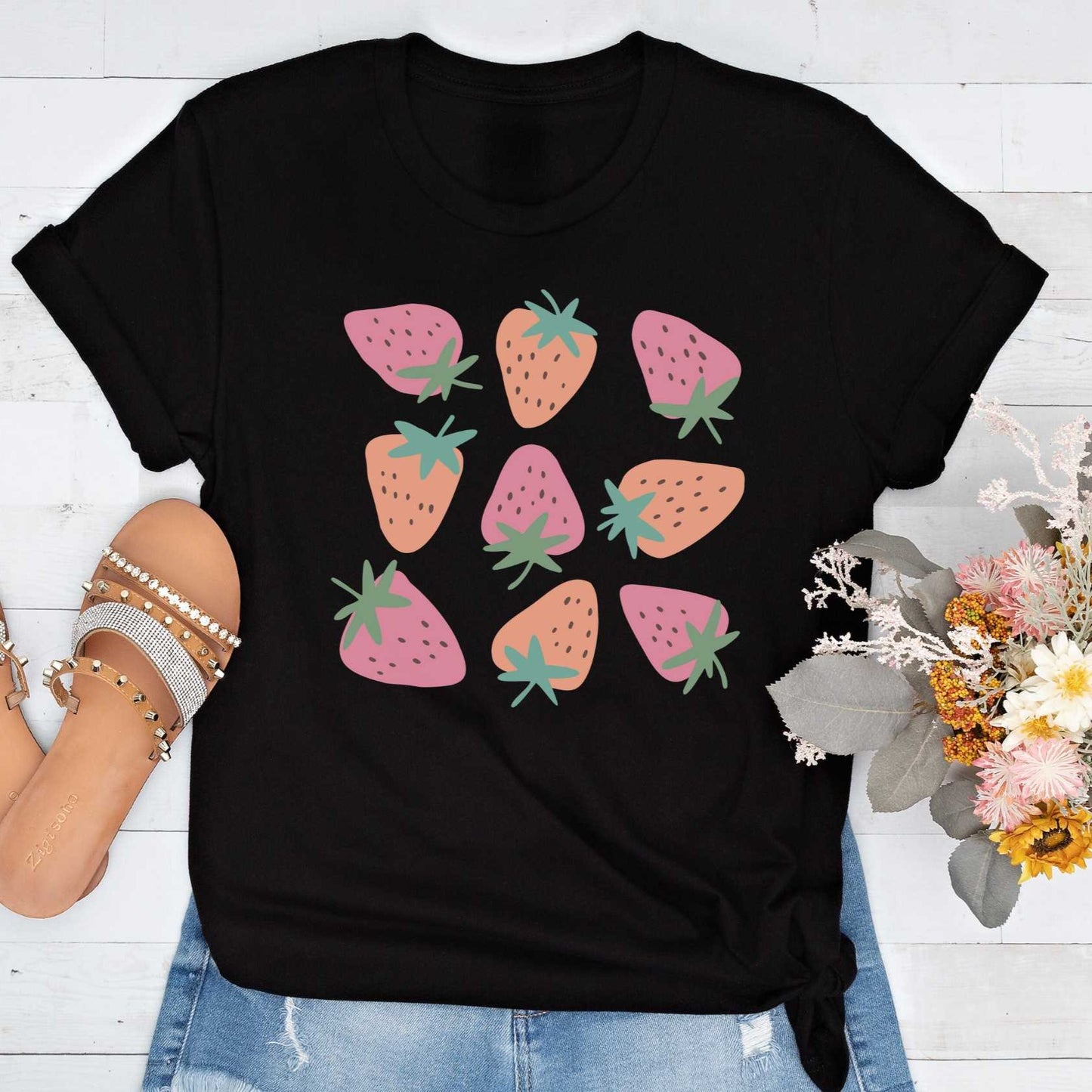 Short-Sleeve Strawberry Graphic Shirt