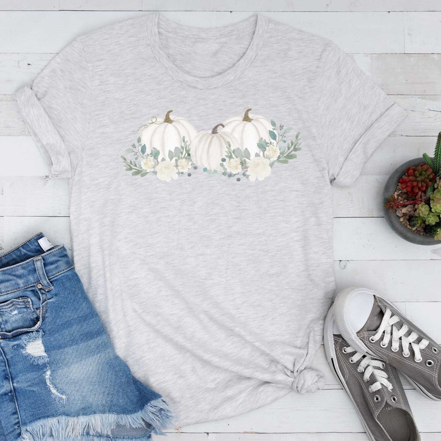 Short-Sleeve Floral Pumpkin Patch T-Shirt