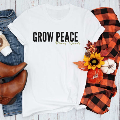 Short-Sleeve Fall "Grow Peace Plant Seeds" Shirt