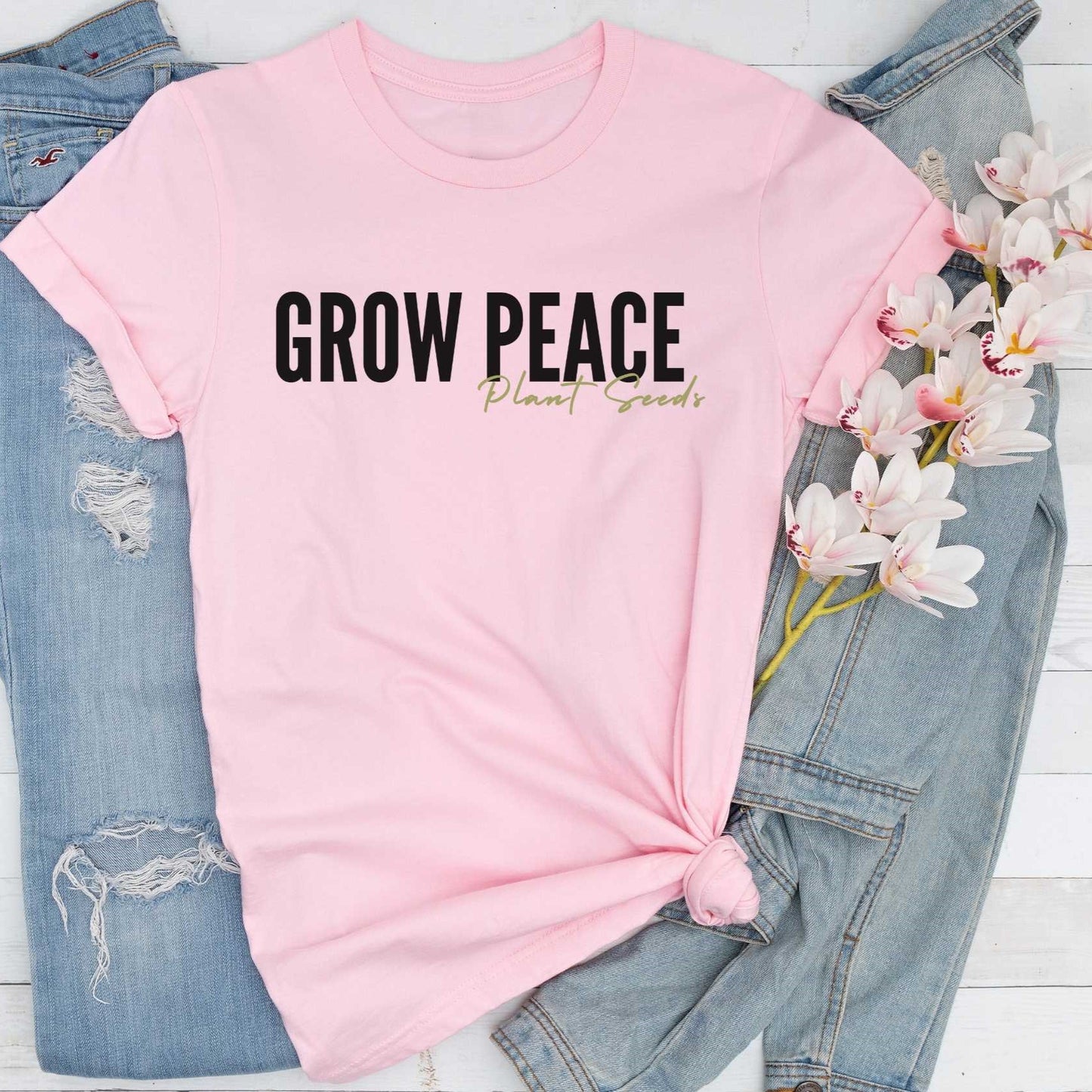 Short-Sleeve Fall "Grow Peace Plant Seeds" Shirt