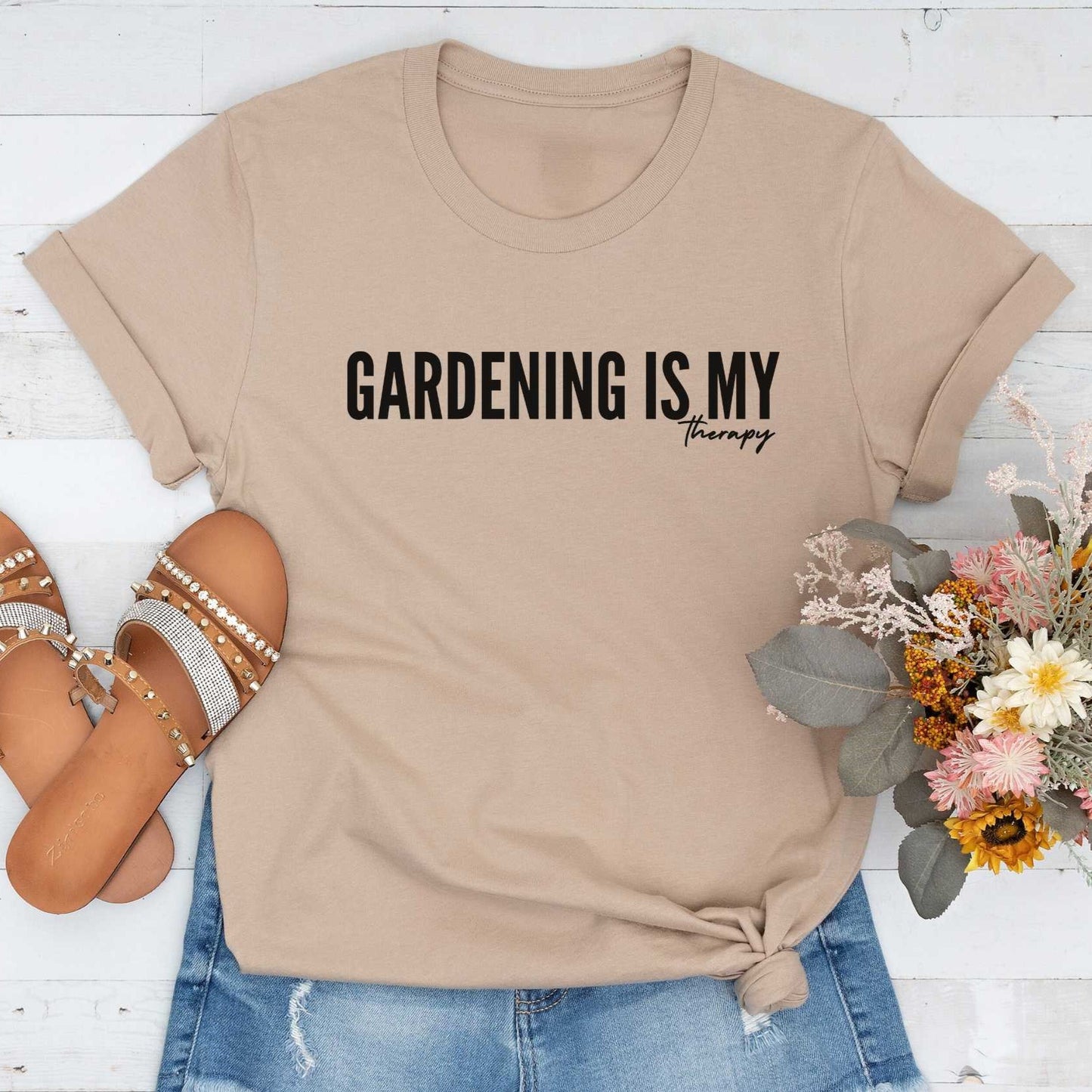 Short-Sleeve "Gardening is my Therapy" Shirt