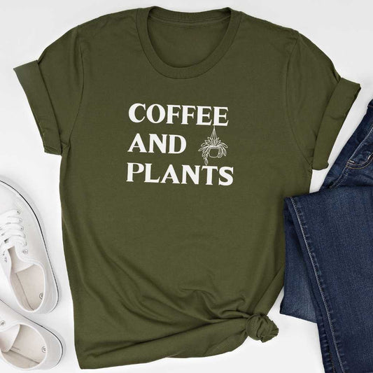 Short-Sleeve Coffee and Plants Shirt