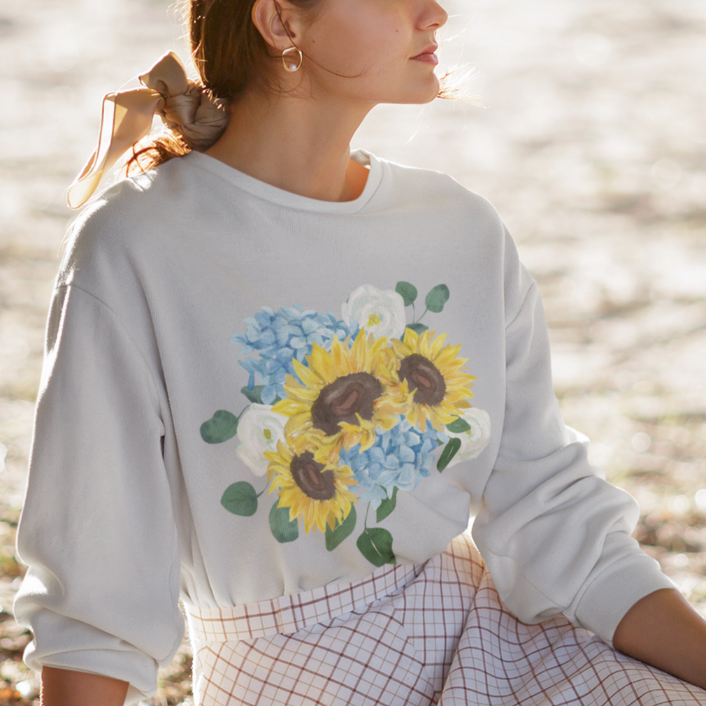 Sunflower, Hydrangea, and Eucalyptus Bouquet Sweatshirt