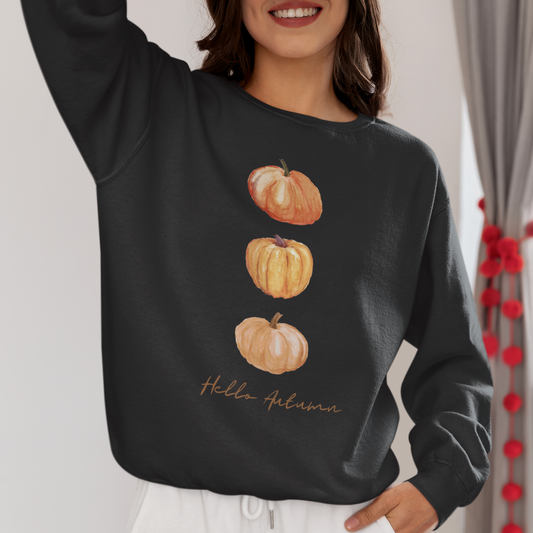 Hello Autumn Pumpkin Graphic Crewneck Sweatshirt