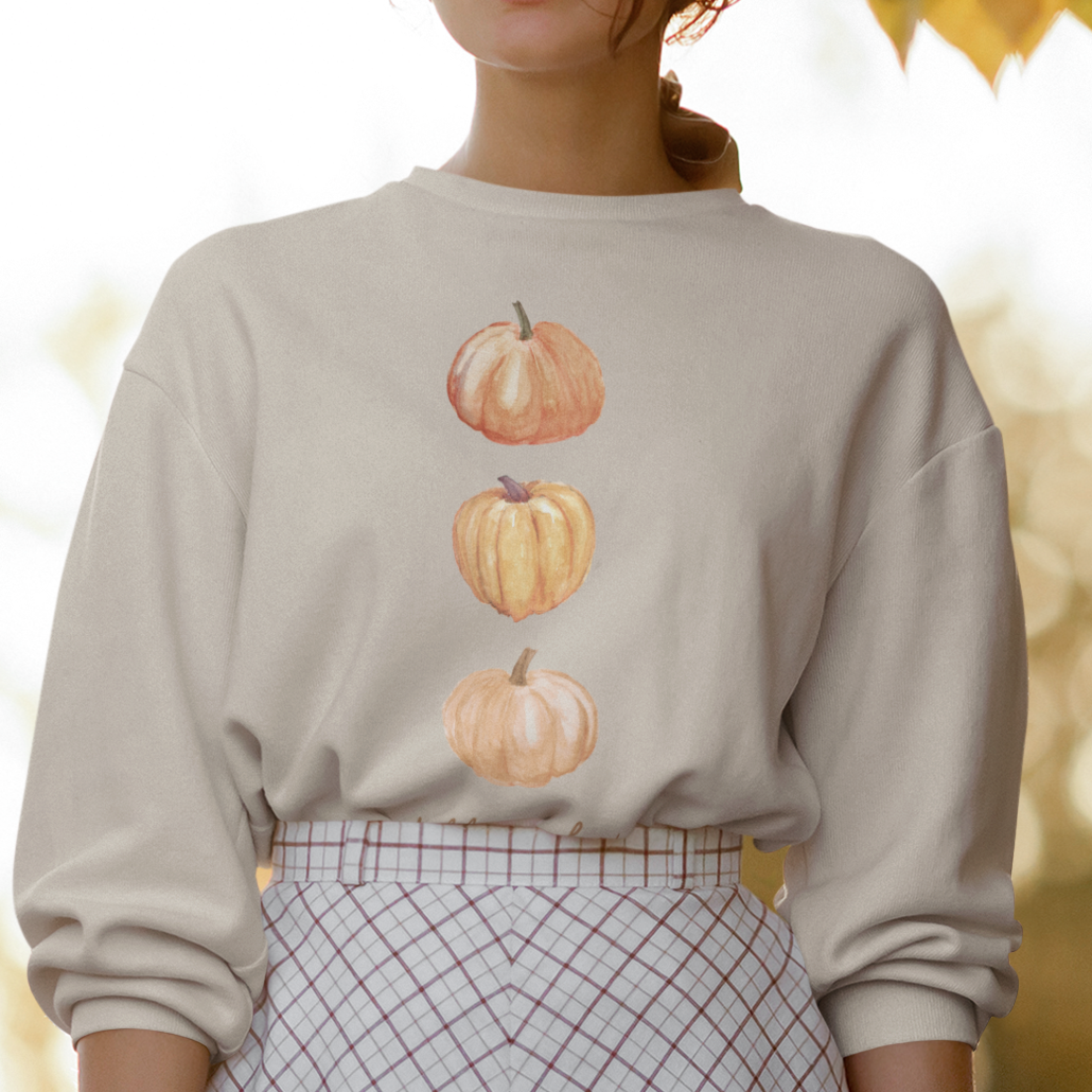 Hello Autumn Pumpkin Graphic Crewneck Sweatshirt