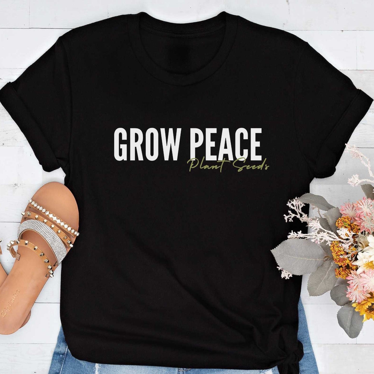 Short-Sleeve Fall "Grow Peace Plant Seeds" Shirt