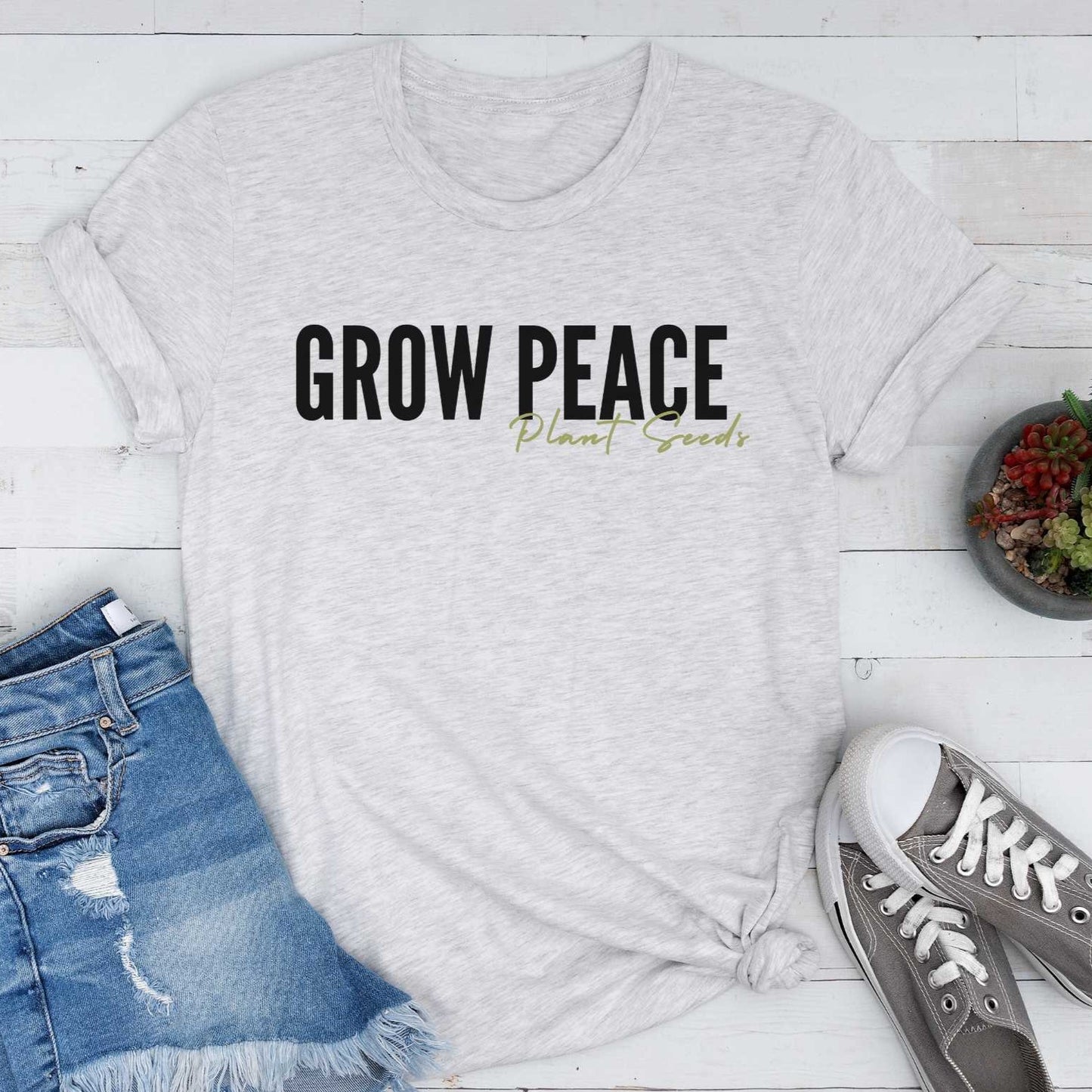 Short-Sleeve Fall "Grow Peace Plant Seeds" Shirt