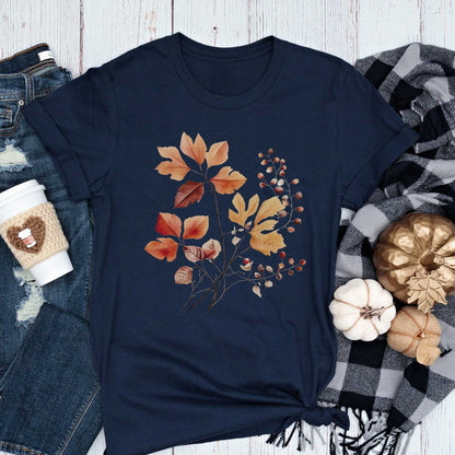 Short-Sleeve Autumn Leaves Graphic T-Shirt